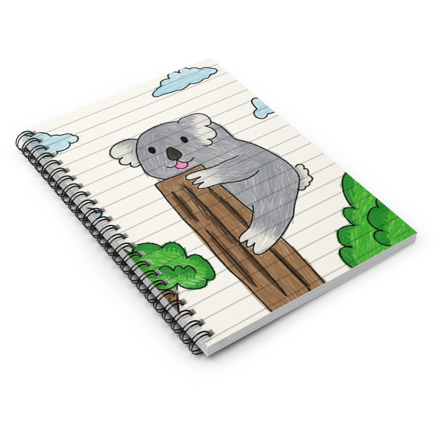 Cuaderno de espiral escalador de árboles animal oso koala - Línea reglada