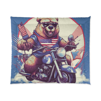 Roaring American Pride: Patriotic Bear 独立記念日 オートバイ アドベンチャー 掛け布団