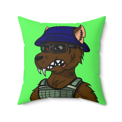 Military Army Cyborg Wolve Spun Polyester Square Pillow