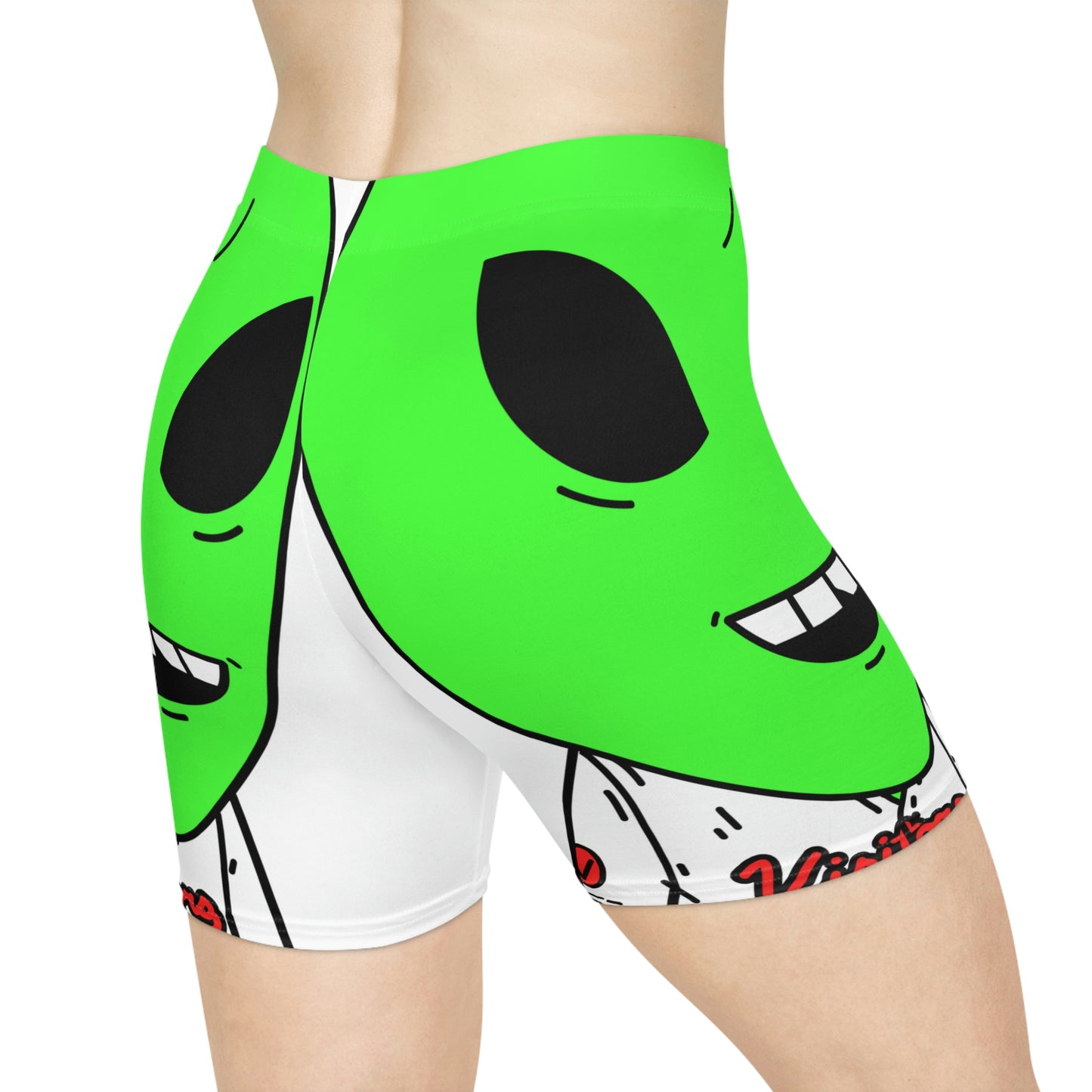 Alien Green Sporty Women's Biker Shorts (AOP)