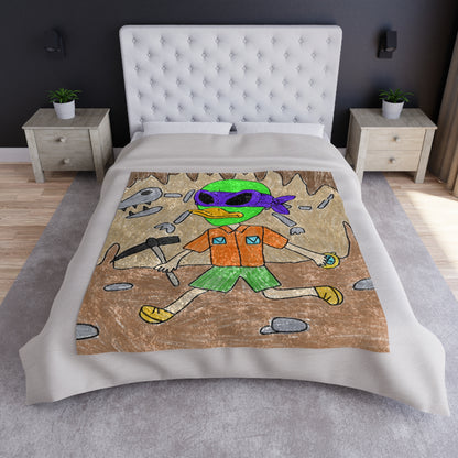 Palaeontologist Dino Bone Alien Dinosaur Visitor 751 Crushed Velvet Blanket