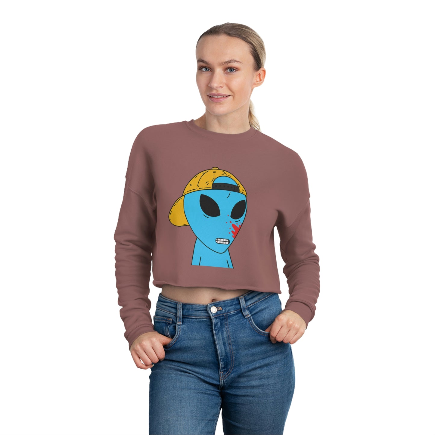 Alien Blue Blood Visitor Women's Cropped Sweatshirt