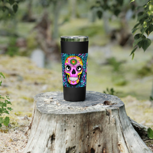 Trippy psychedelic Skull Skeleton Head Face Copper Vacuum Insulated Tumbler, 22oz