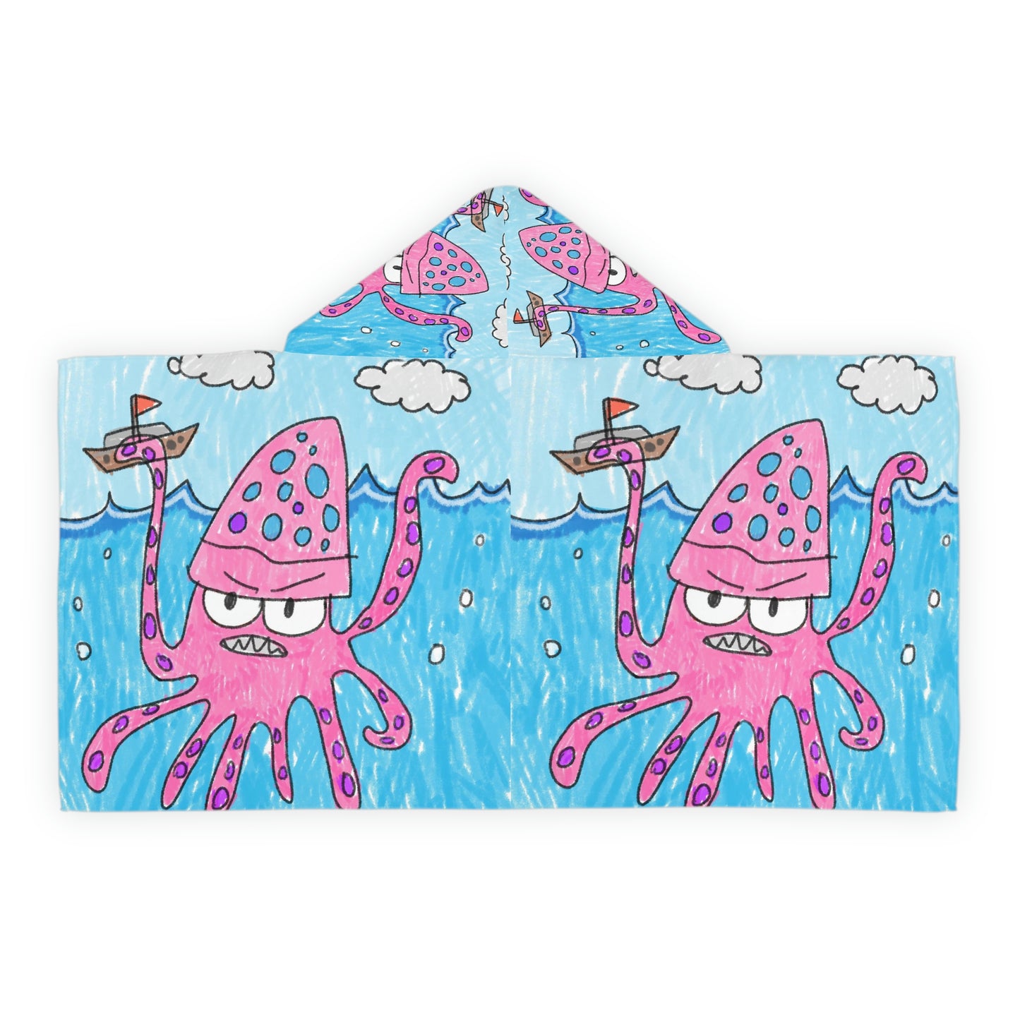 The Kraken Octopus Clean Graphic Youth Hooded Towel