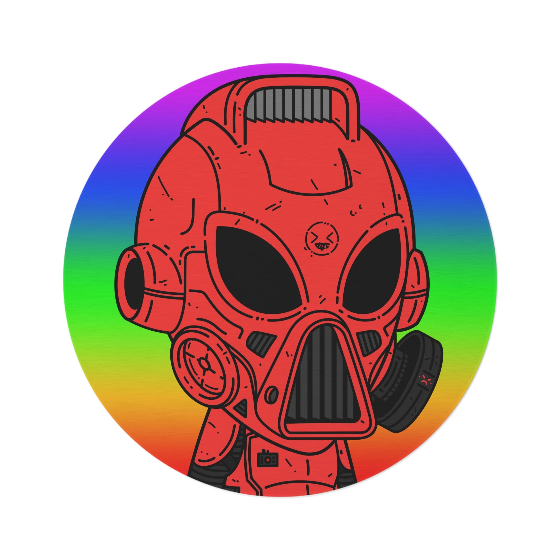 LOL Rainbow Armored Red Future Alien Cyborg Machine Visitor Round Rug - Visitor751
