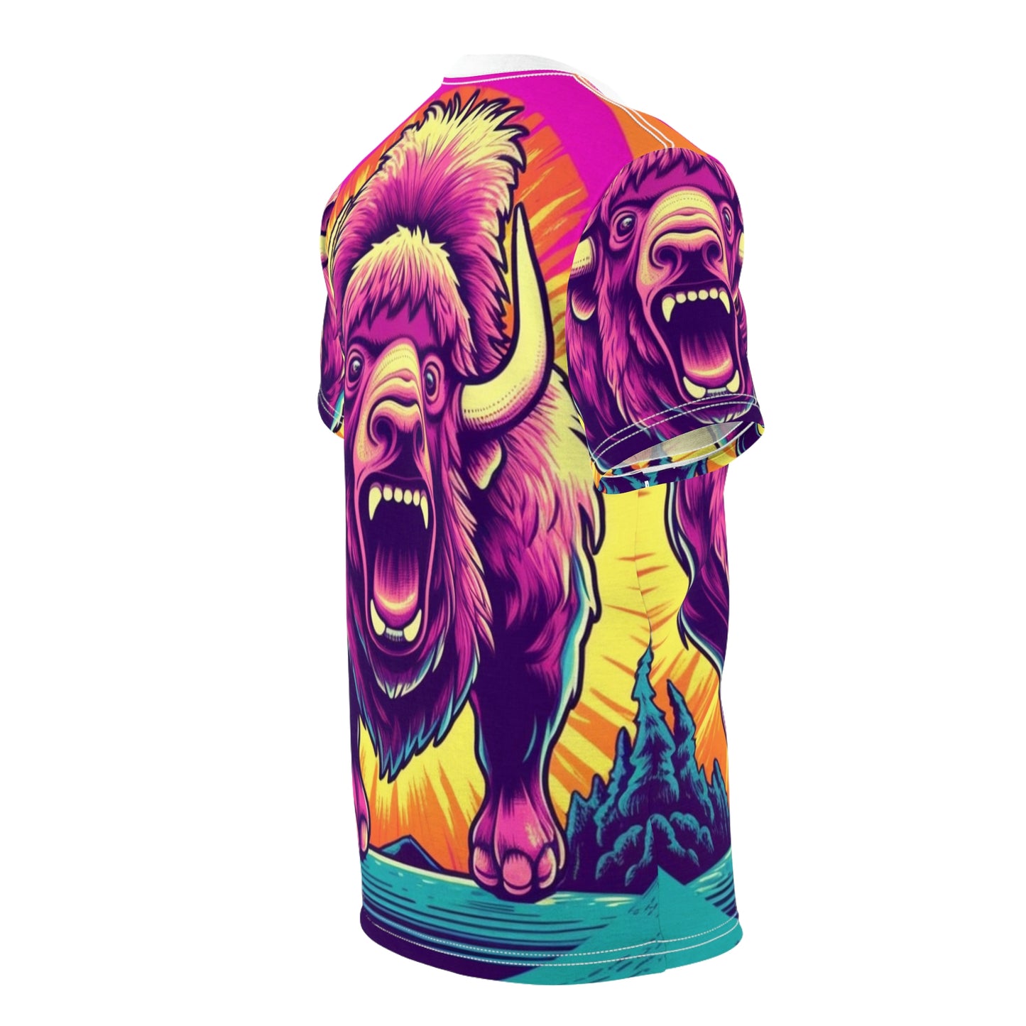 Buffalo American Bison Graphic USA Style Camiseta unisex cortada y cosida (AOP) 