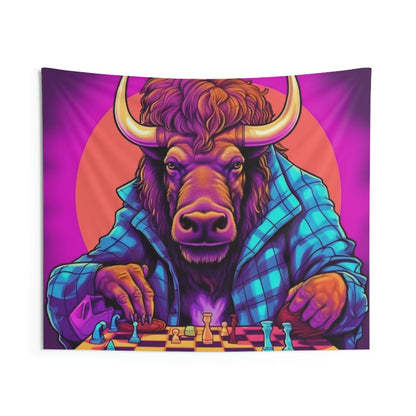 Tapices de pared para interiores con juego de ajedrez American Bison Buffalo Grand Master 