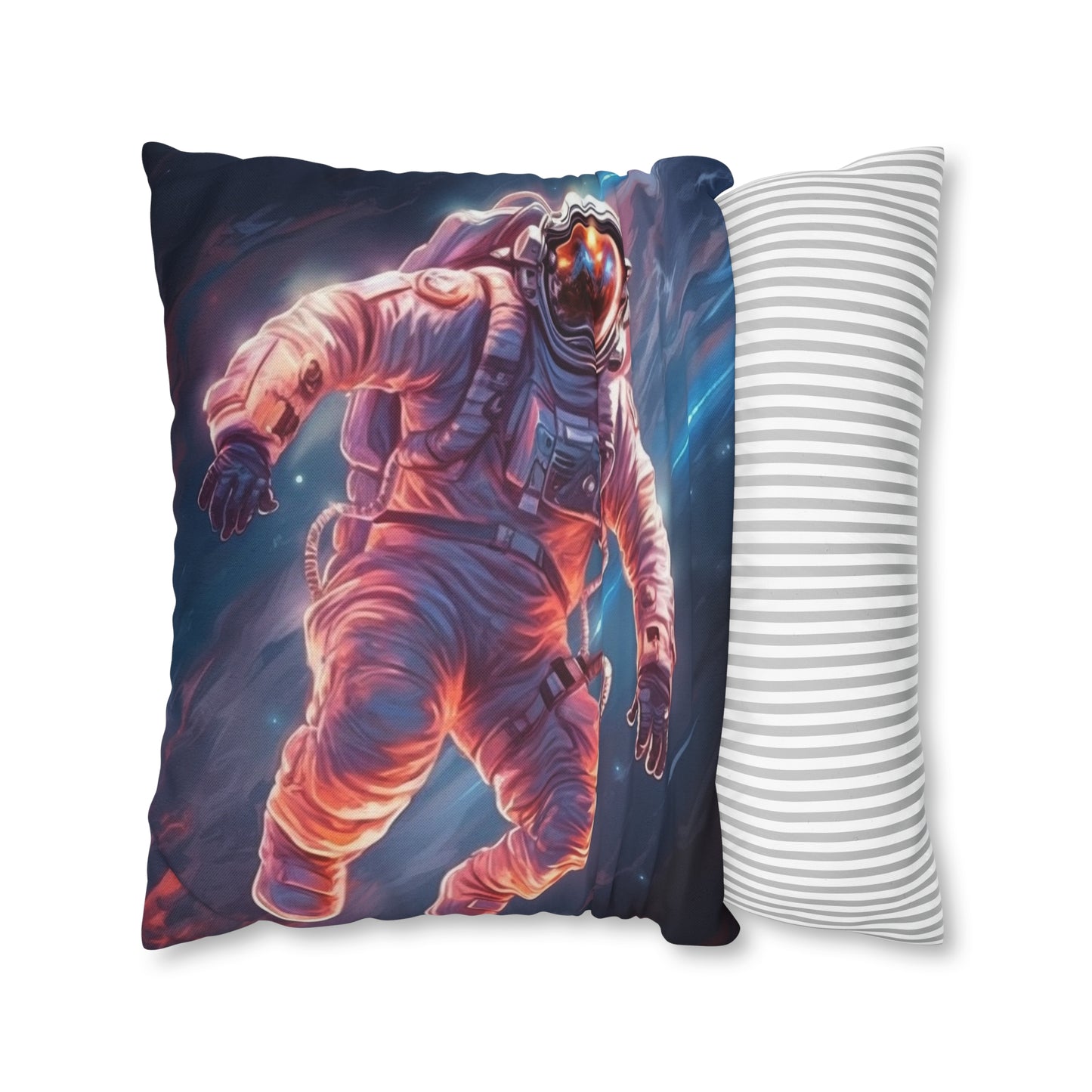 Astronaut Outer Space - Galaxy Starfield Art Spun Polyester Square Pillow Case