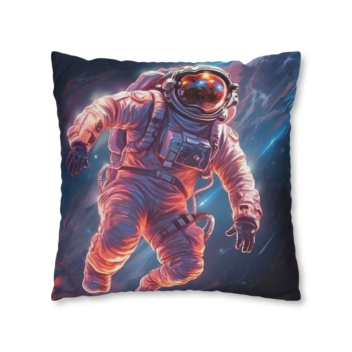 Astronaut Outer Space - Galaxy Starfield Art Spun Polyester Square Pillow Case