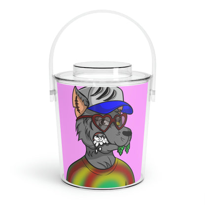 Valentine Heart Wolf Werewolve Tiedye Ice Bucket with Tongs