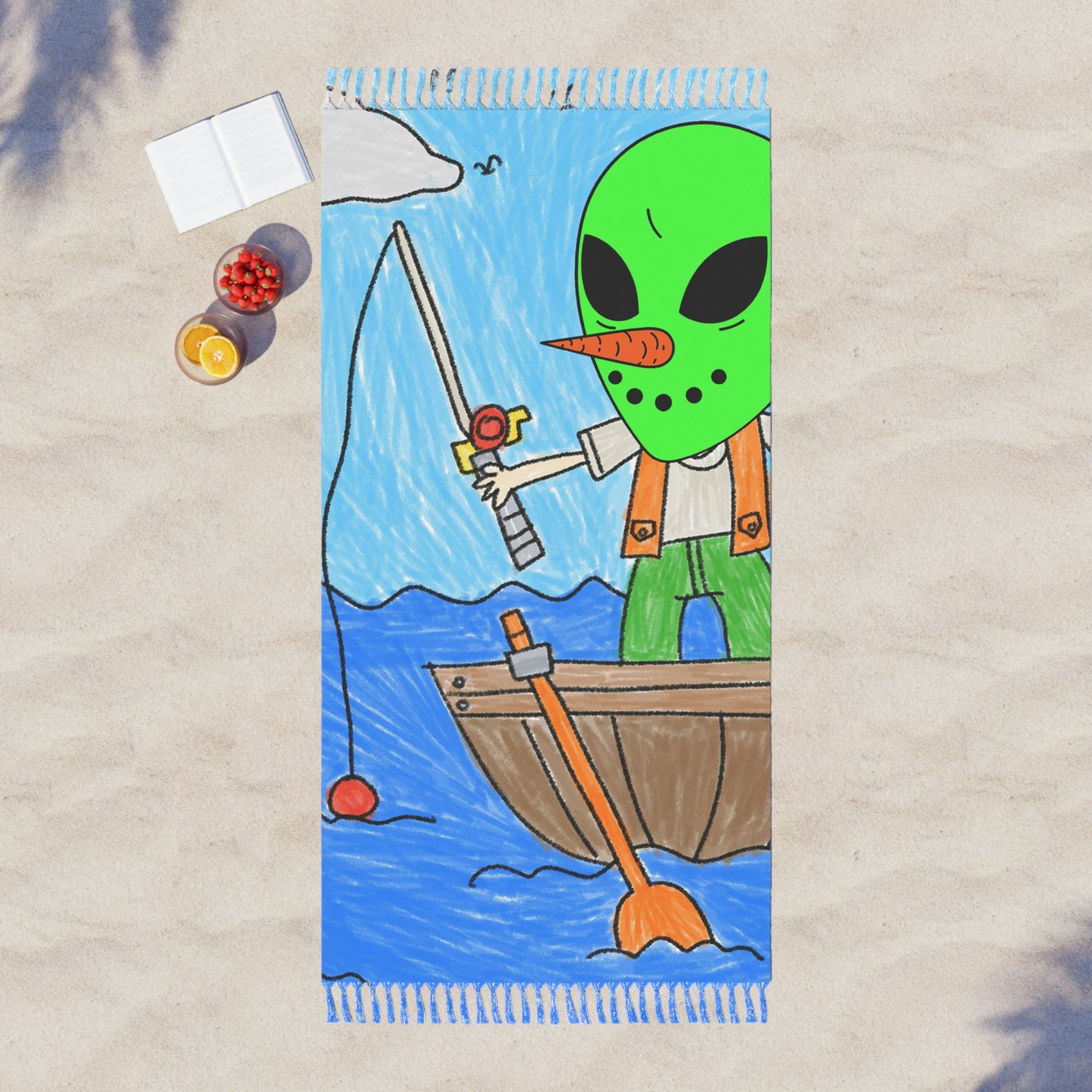 Sea Fish Hunter Veggie Visi Vegetable Visitor Alien Boho Beach Cloth