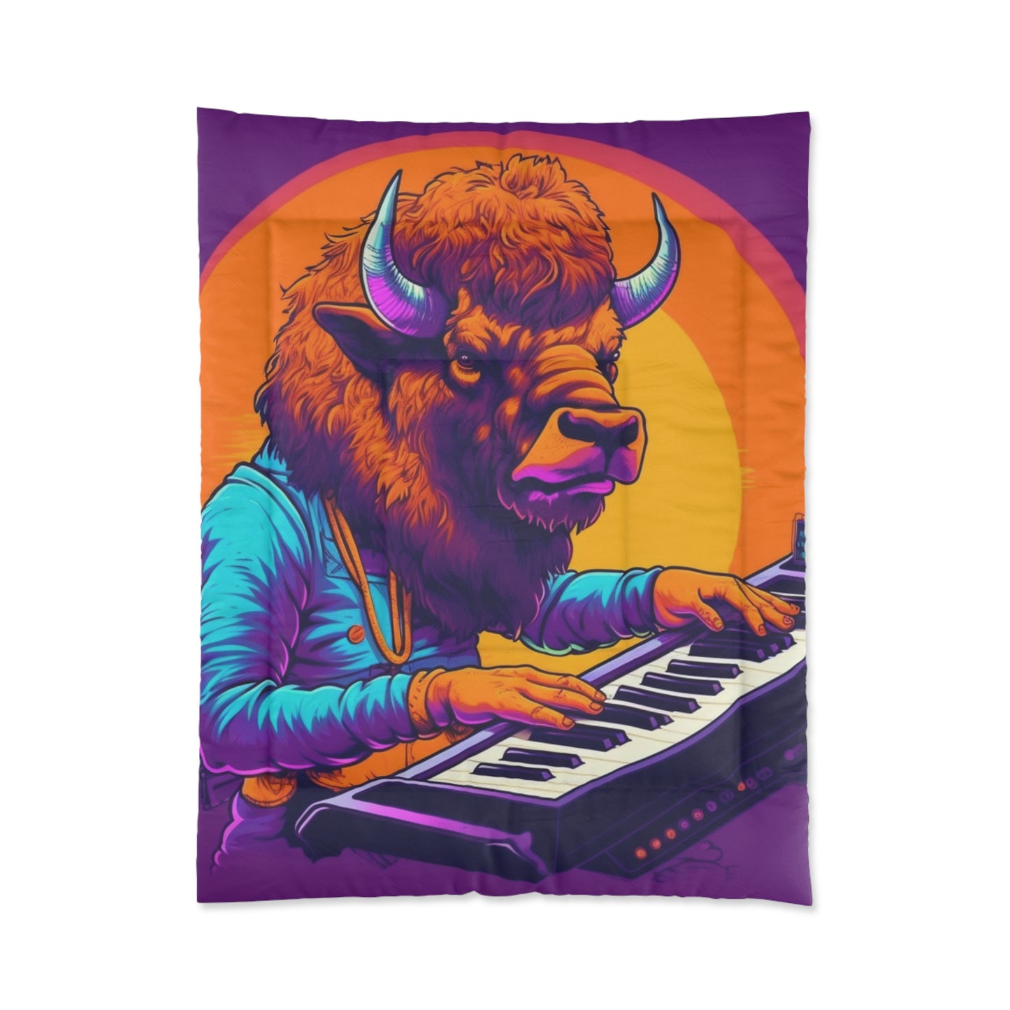 American Bison Buffalo PianoTeclado Reproductor de música Colcha 