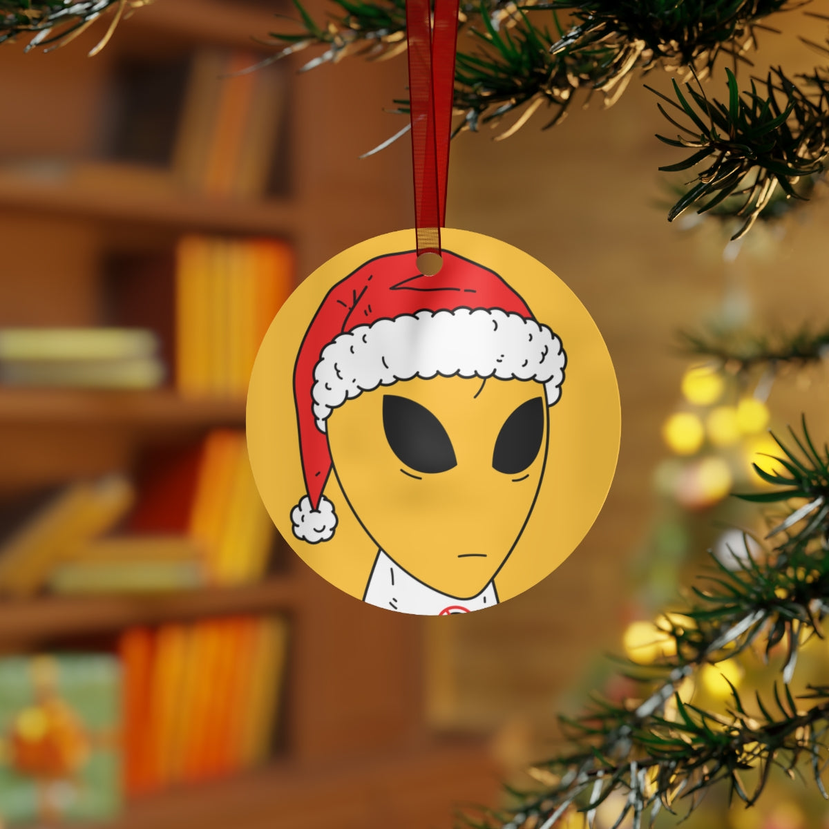 Alien Santa Space Character Holiday Winter Season Metal Ornaments