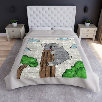 Koala Bear Animal Tree Climber Crushed Velvet Blanket