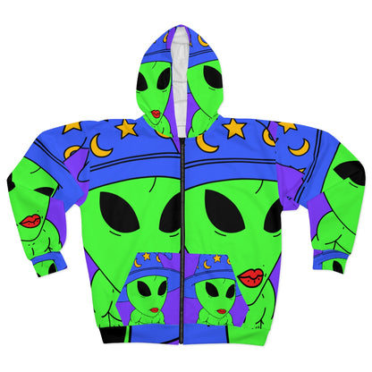 Witch Wizard Magic Alien AOP Unisex Zip Hoodie