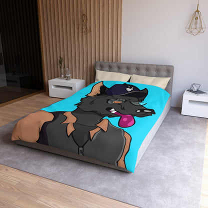 Cyborg Wolf Detective Tongue Out Round Glasses Microfiber Duvet Cover