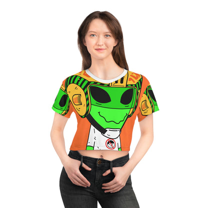 Alien Green Sporty Crop Tee (AOP)