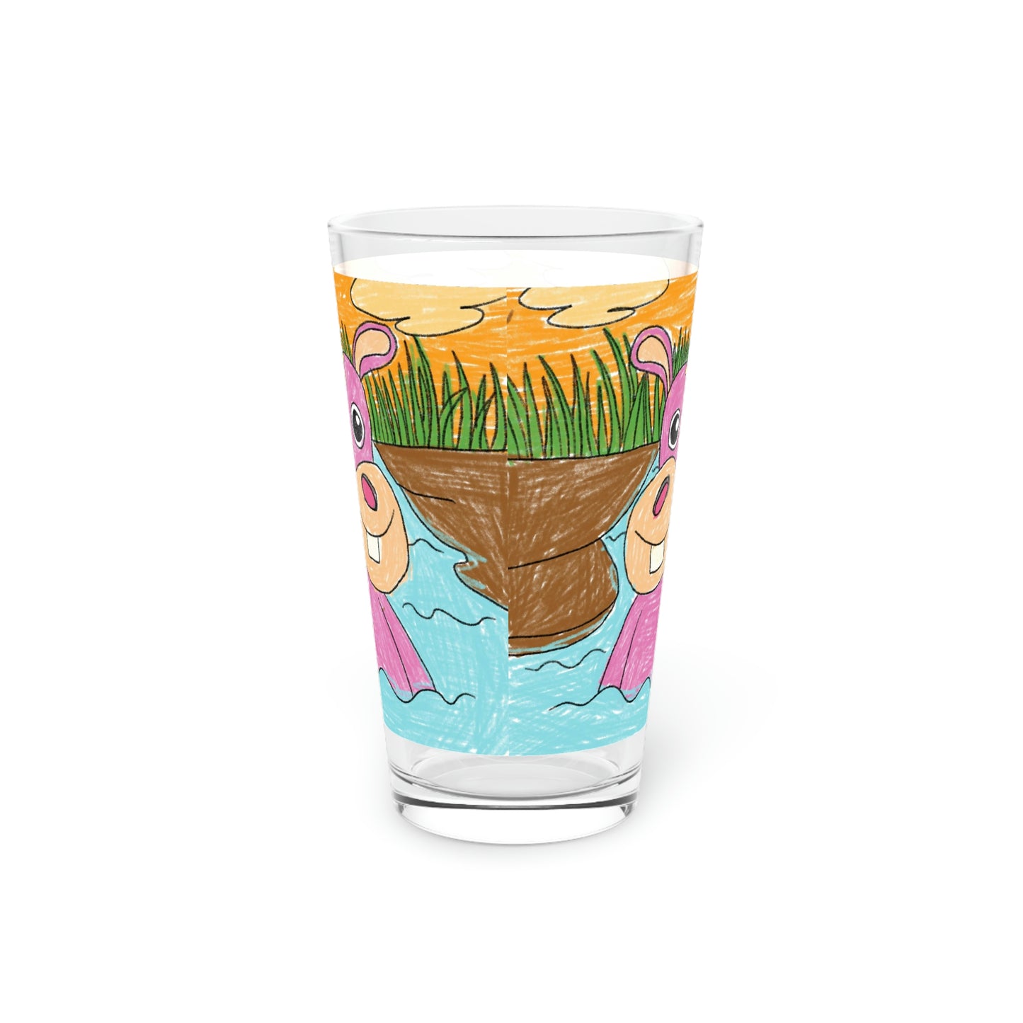 Hippo Hippopotamus Animal Creature Graphic Pint Glass, 16oz