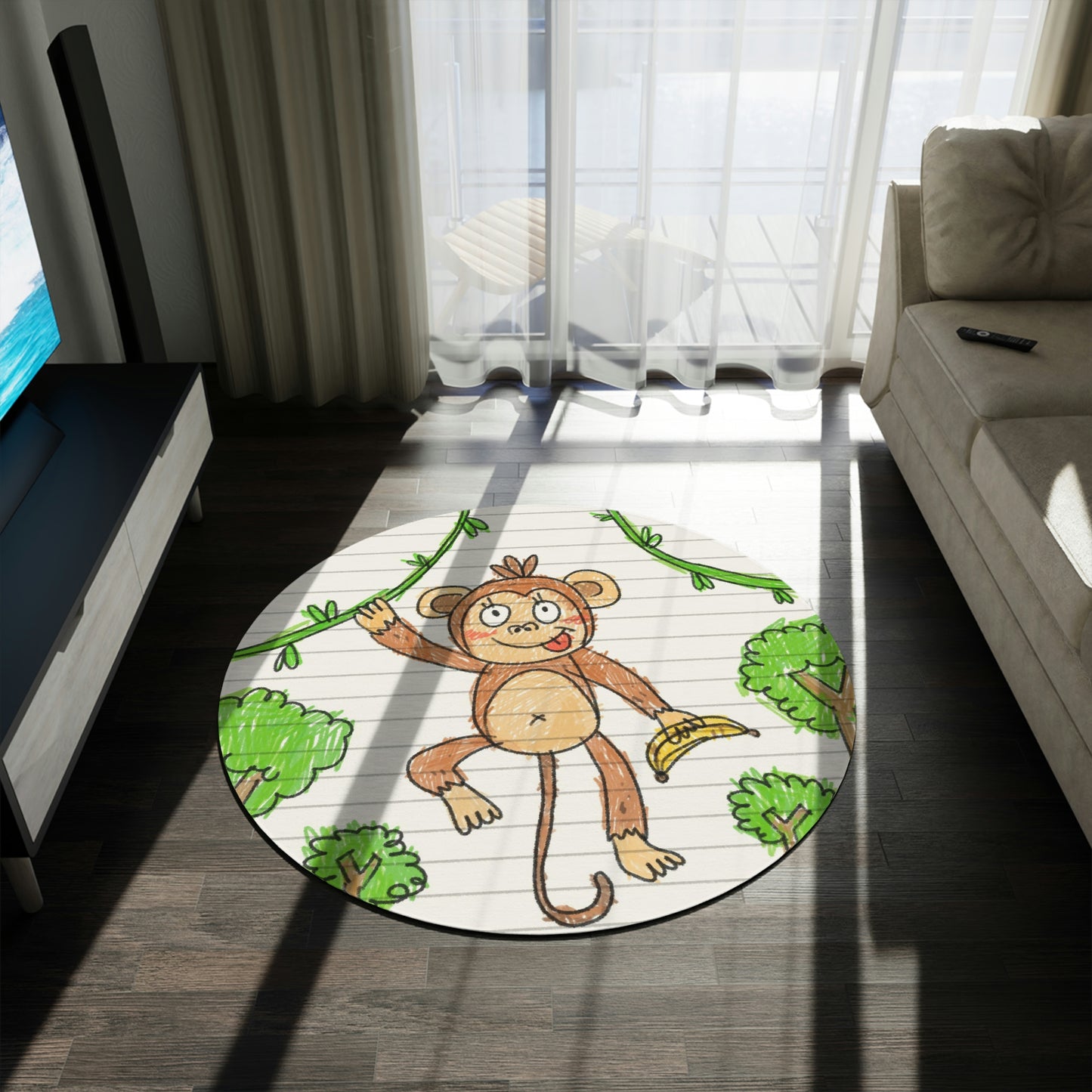 Graphic Monkey - Fun Zoo Clothing for Ape Lovers Round Rug