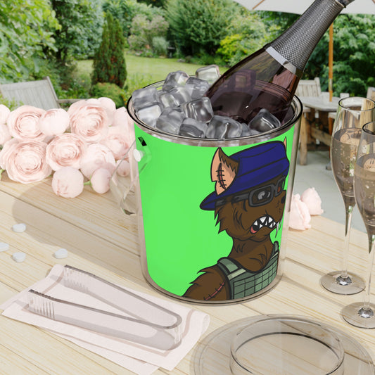 Military Wolf Army Cyborg Wolve Ice Bucket with Tongs