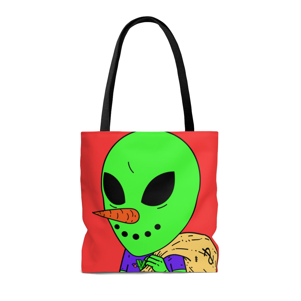 Money Bank Bag Snowman Green Visitor Alien AOP Tote Bag