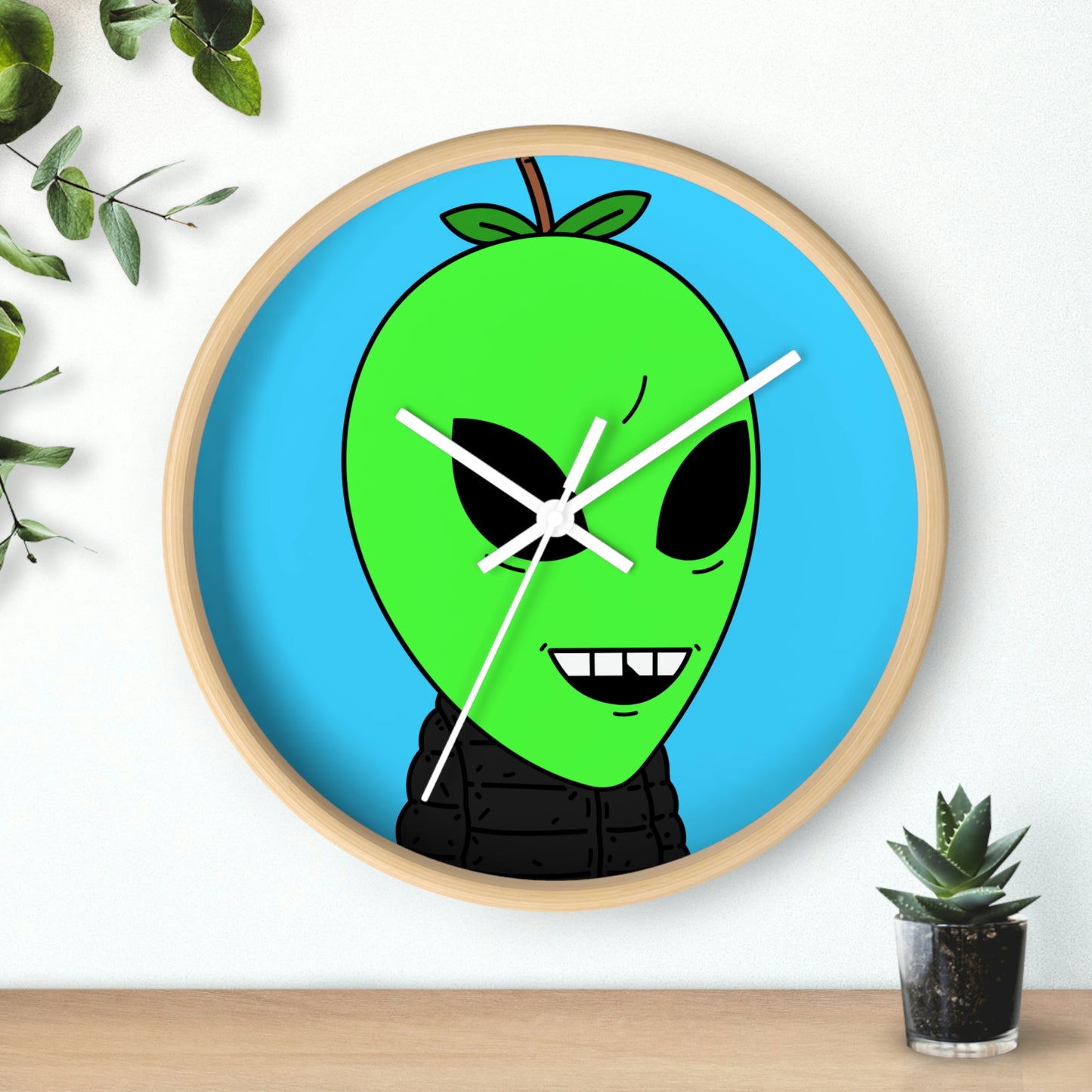 Green Apple Chipped tooth Visitor Smiling Wall clock