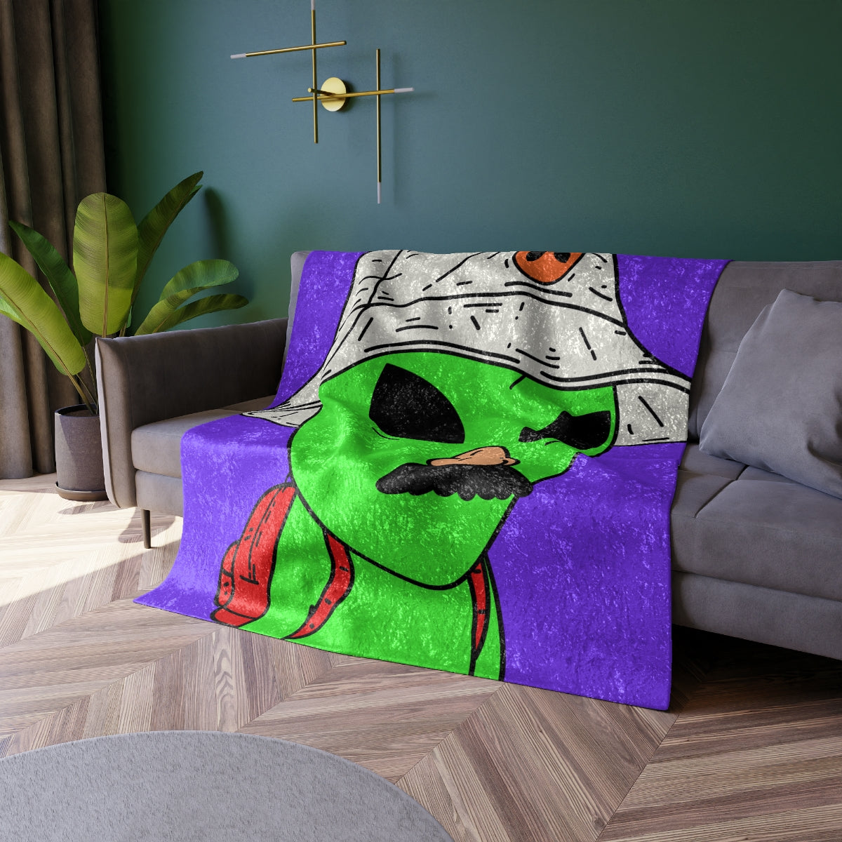 The Visitor Green Alien Space Traveler Crushed Velvet Blanket - Visitor751