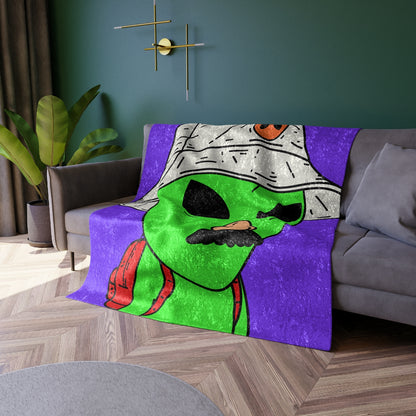 The Visitor Green Alien Space Traveler Crushed Velvet Blanket - Visitor751