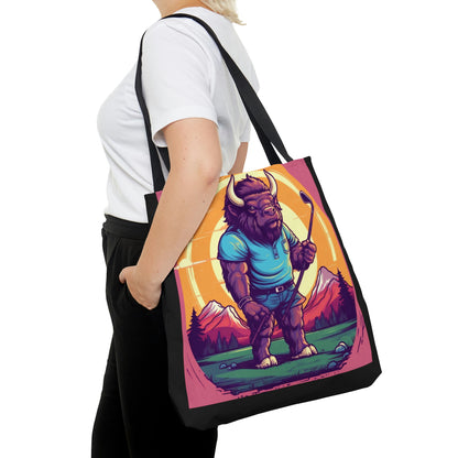 Golf Bison Buffalo USA Style Graphic Tote Bag (AOP)