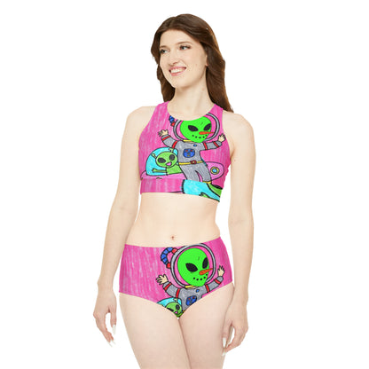 Veggie Visi Alien Vegetable Visitor UFO Sporty Bikini Set (AOP)