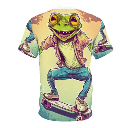 Frog Skateboard Trick Amphibian Sport Graphic Unisex Cut & Sew Tee (AOP)