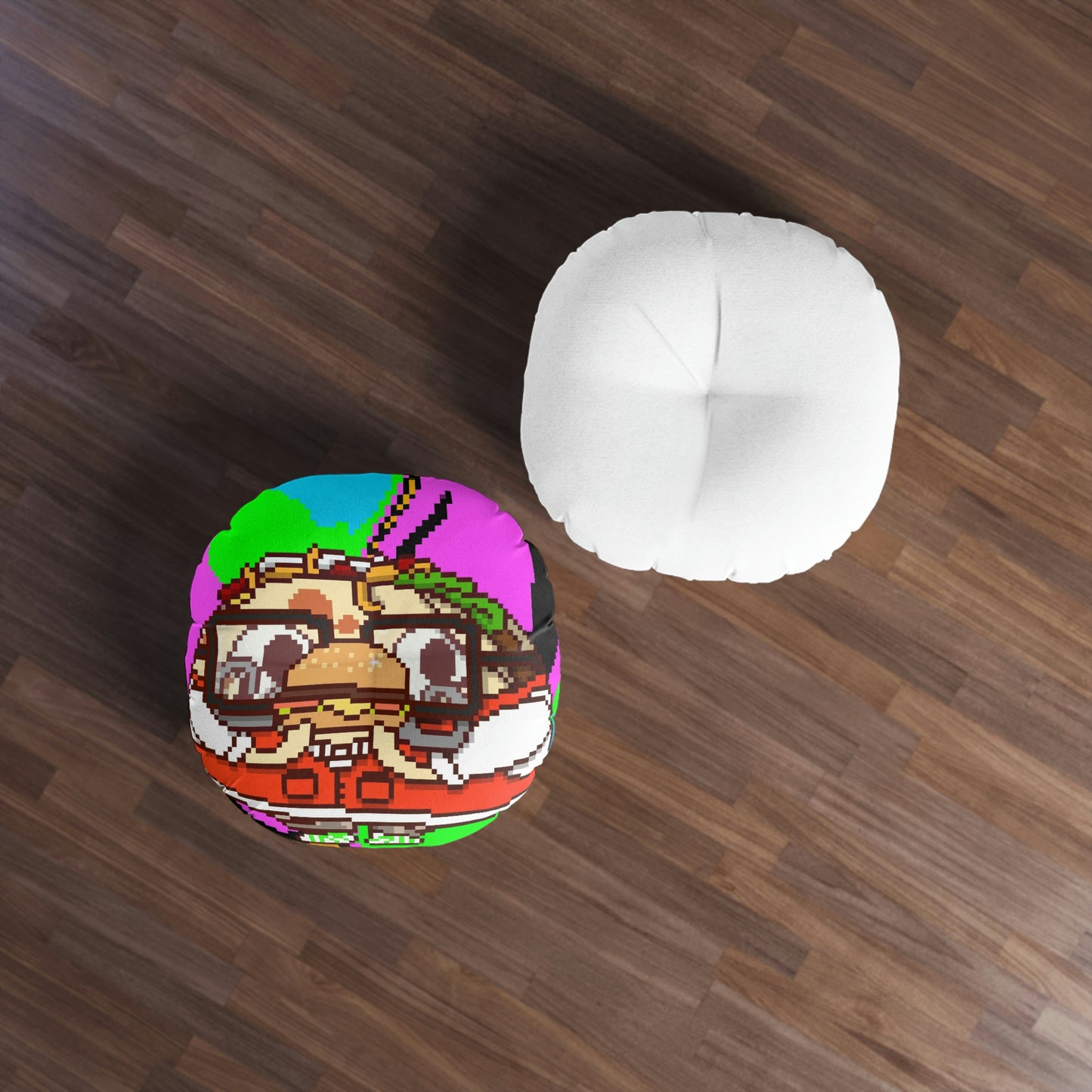 Burger Cooked Hungry Taco Tufted Floor Pillow, Round