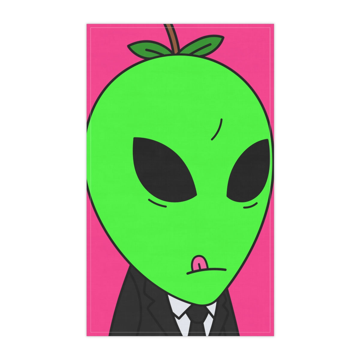 Green Apple Head Tongue Out Black Business Suit Visitor Kitchen Towel