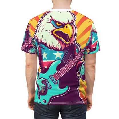 American Bald Eagle Músico Guitarrista Gráfico Unisex Cut &amp; Sew Tee (AOP) 