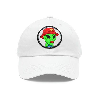 Old Alien Farmer Visitor Dad Hat with Leather Patch (Round)