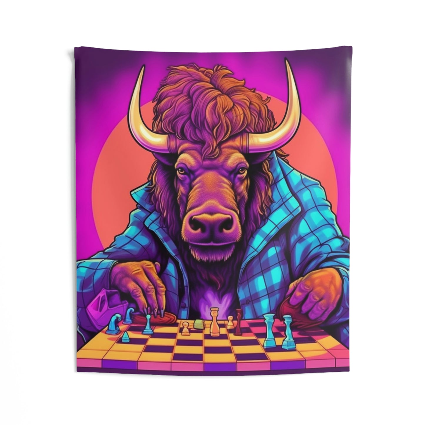 Tapices de pared para interiores con juego de ajedrez American Bison Buffalo Grand Master 