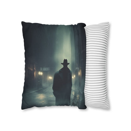 Mystery Detective Alley - Noir Book Cover Artwork Spun Polyester Square Pillow Case