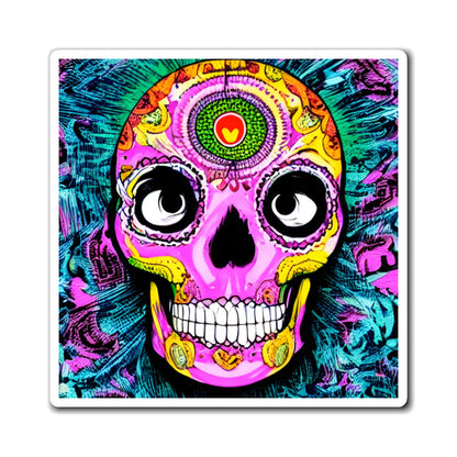 Trippy psychedelic Skull Skeleton Head Face Magnets