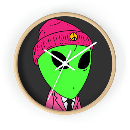 Peace Alien Pink Visi Suit Business Wall clock