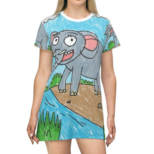 Elefante Elephant King Safari Animal All Over Print T-Shirt Dress