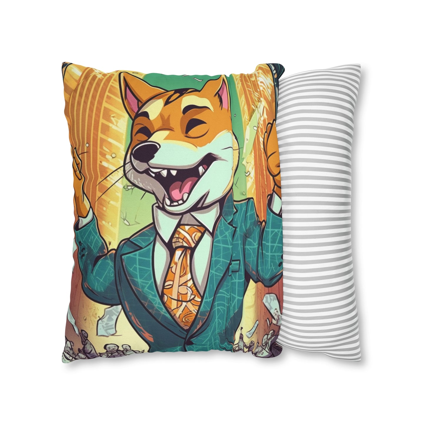 Synthwave Shiba Inu NYSE Collector's Gear: Spun Polyester Square Pillow Case