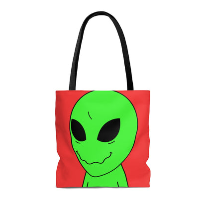 Green Smile Alien Visitor AOP Tote Bag