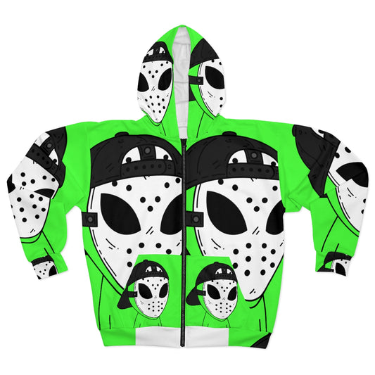 Máscara de hockey Sport Tech Alien AOP Sudadera con capucha unisex con cremallera 