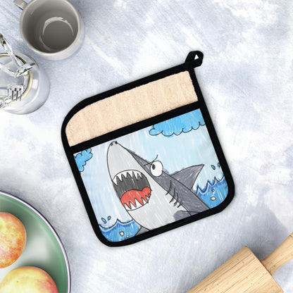 Shark Jaw Teeth Attack Ocean Sea Creature Pot Holder with Pocket