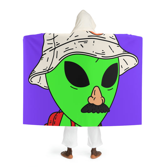 The Visitor Green Alien Space Traveler Hooded Sherpa Fleece Blanket