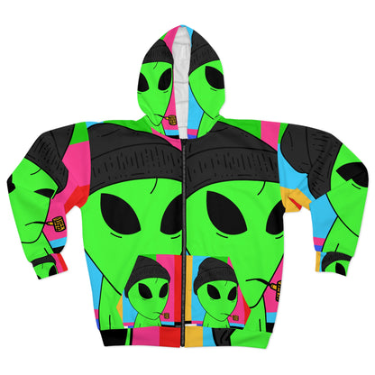 Seventies Alien AOP Unisex Zip Hoodie