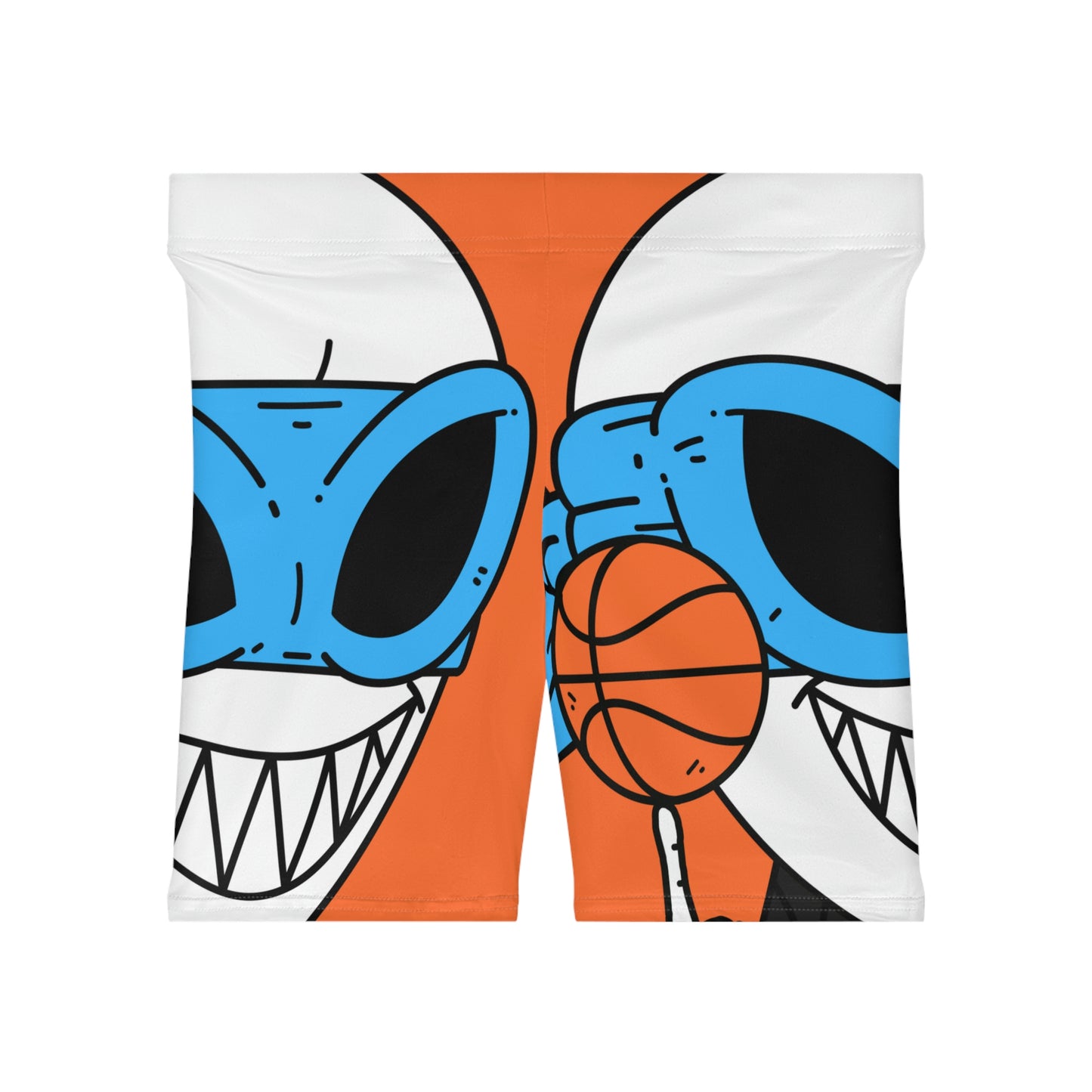 Alien BBall Sport Ninja Mask Orange Basketball Women's Biker Shorts