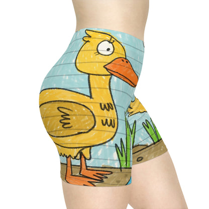 Shorts ciclistas de mujer Yellow Duck Bird Pond 