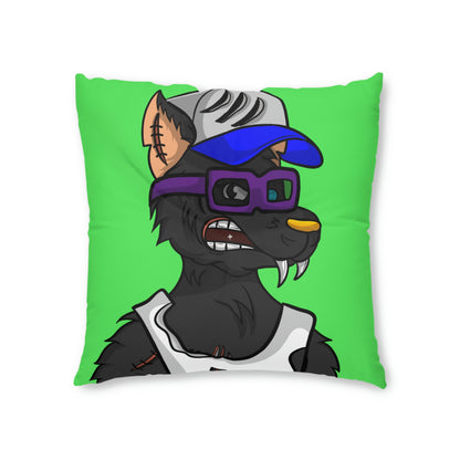 Trucker Wolf Cyborg Tufted Floor Pillow, Square