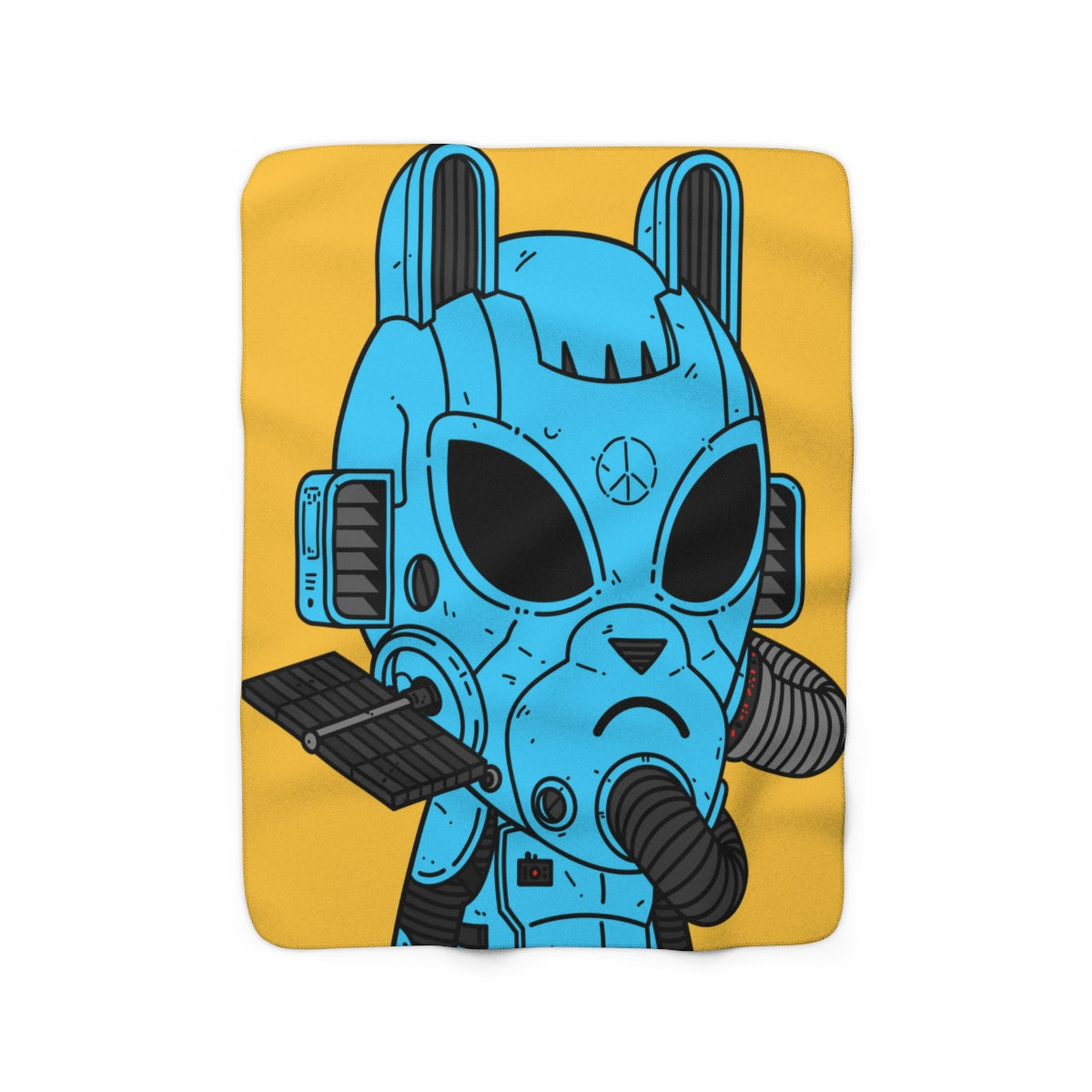 Armored Blue Peace Future Alien Cyborg Machine Visitor Sherpa Fleece Blanket